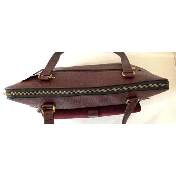 New Fossil Kinley Leather and Suede Shopper Tote Claret Red - Picture 3 of 7